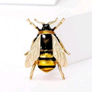 Gold and Black Bee Brooch
